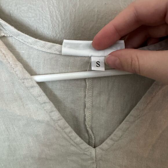 BRYN WALKER Beige Linen Short Sleeve Blouse Size Small Casual summer spring - Picture 6 of 7